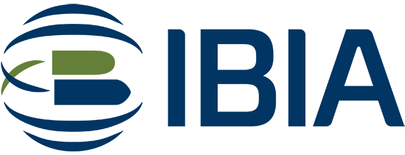 Logo of IBIA featuring stylized blue and green shapes forming a globe-like design to the left, with the bold blue letters "IBIA" to the right.